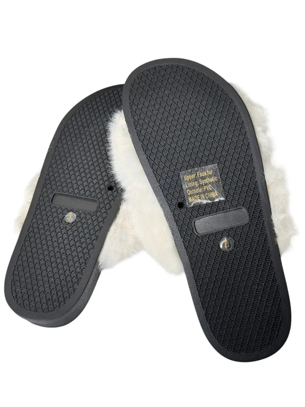 GUESS LOS ANGELES FAUX FUR SLIDES SANDAL CREAMY WHITE FLIRTY SUMMER GLAM NEW 7